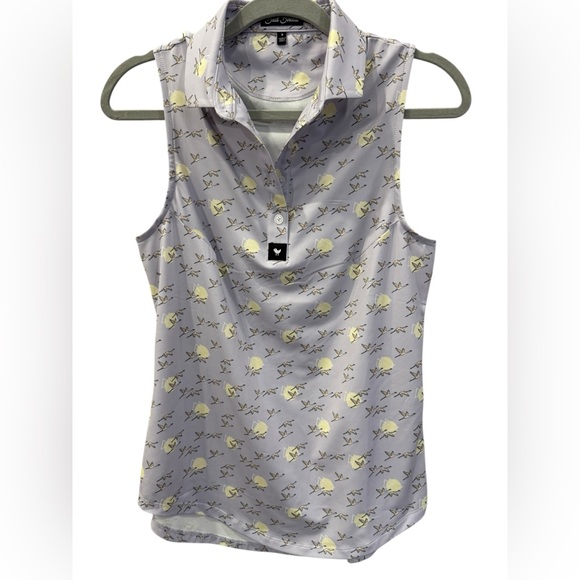 Bad Birdie Women's Sleeveless Blouse with Yellow Bird Print - Picture 1 of 7